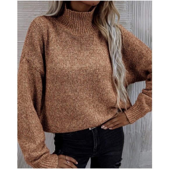 Cozy Mock Neck Oversized Knit Sweater - Picture 10 of 11